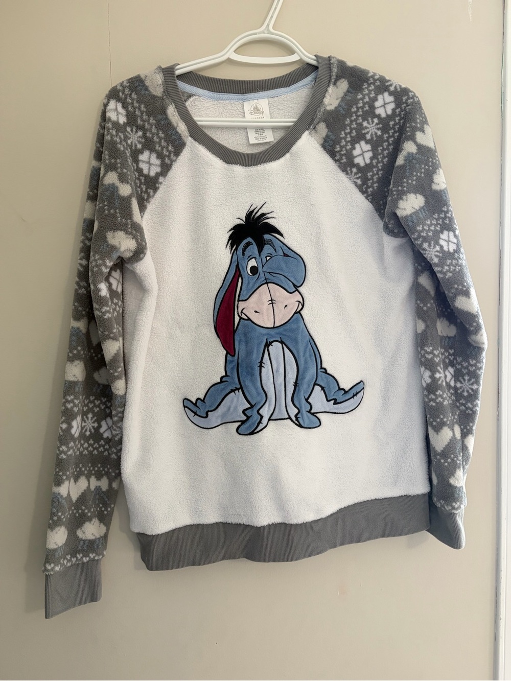 Disney Eeyore Fleece Pj top - White and Gray with Blue Graphic